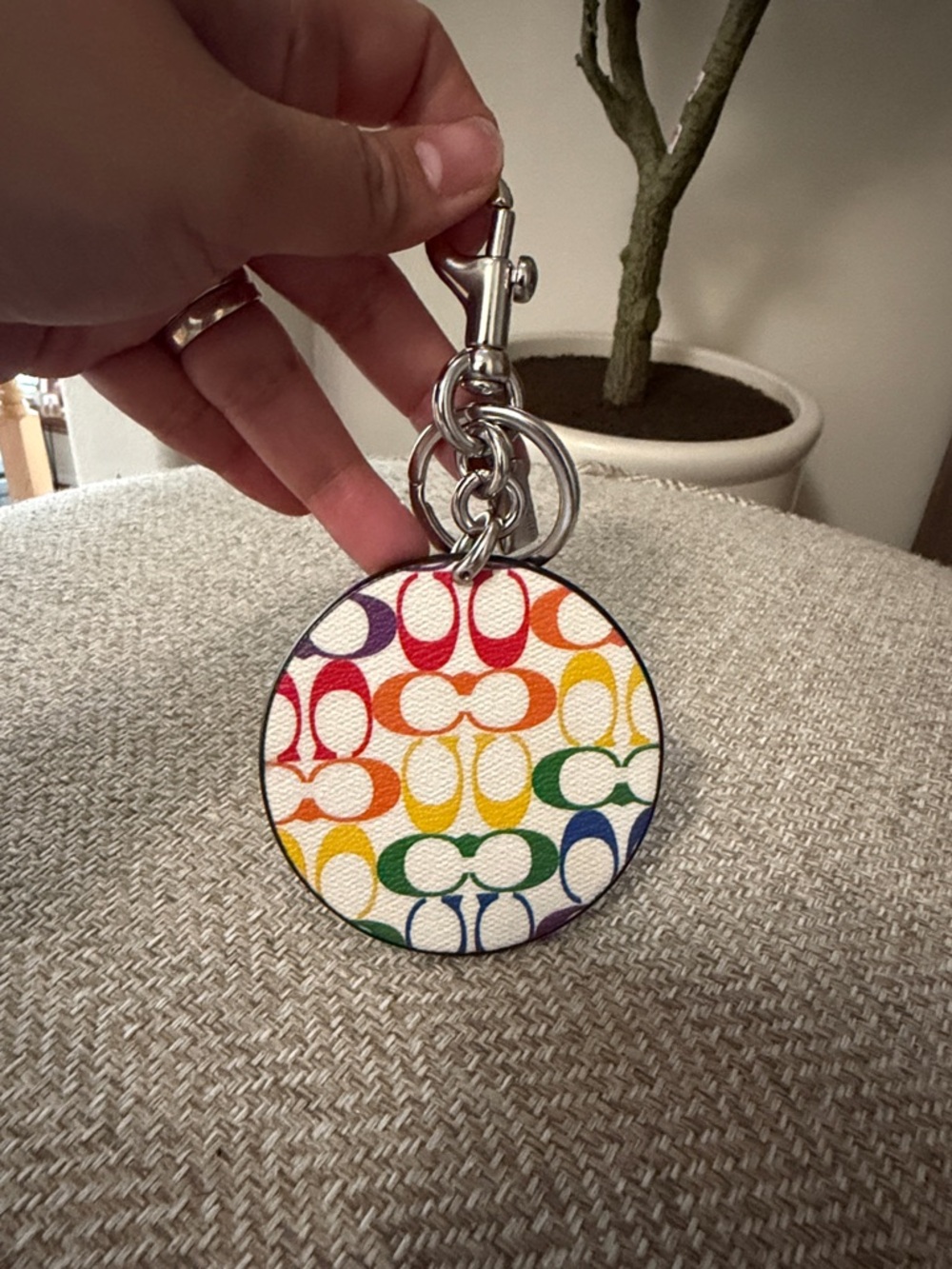 NWOT Coach Ride with Price Bag Charm in Rainbow Signature Canvas